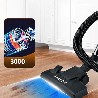 Aspirator fără sac HALEY, 3000W, recipient 4.5L, putere ciclonică, 200AW, filtrare multistrat, accesorii incluse, roșu/gri