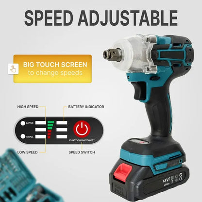 Mașină de găurit și înșurubat cu impact, 2 acumulatori 48V, 40 accesorii, 350 Nm, valiză transport