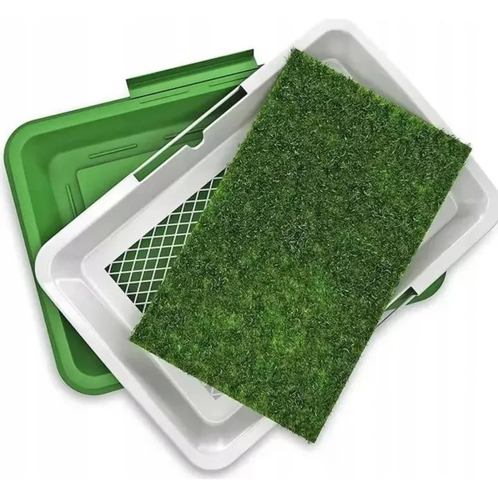 Litieră Puppy Potty Pad pentru animale de companie, gazon artificial, 3 straturi, tavă colectare, 48 x 35 x 6 cm