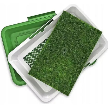 Litieră Puppy Potty Pad pentru animale de companie, gazon artificial, 3 straturi, tavă colectare, 48 x 35 x 6 cm