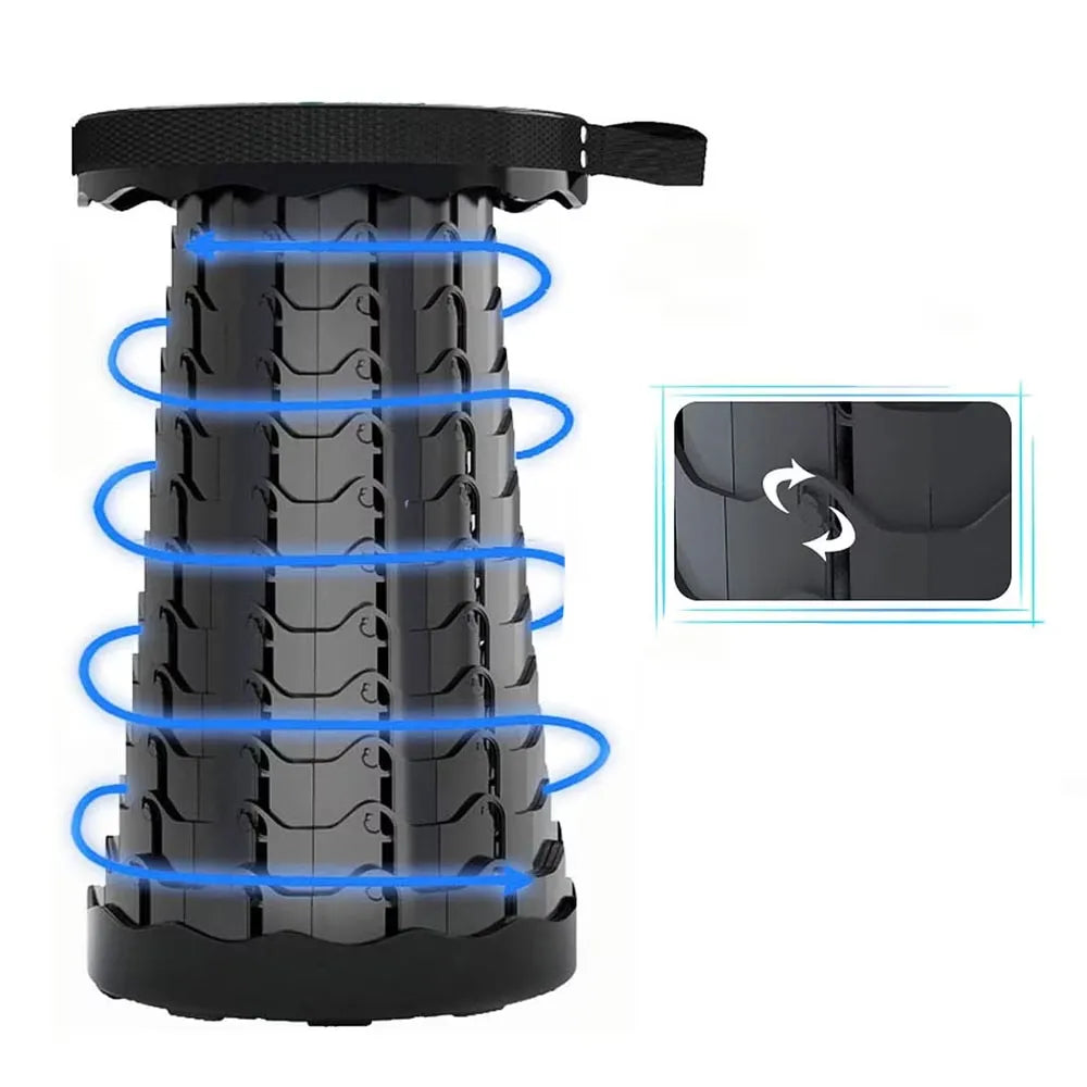 Scaun rotund telescopic portabil, retractabil și reglabil, până la 45,5 cm, pentru camping, pescuit și outdoor