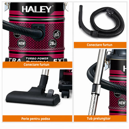 Aspirator HALEY 28L, 5000W, rezervor inox, funcție suflare, accesorii incluse
