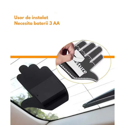 Semn LED auto cu telecomandă, control gestual, 4 moduri afișare, montaj pe lunetă, 15 cm