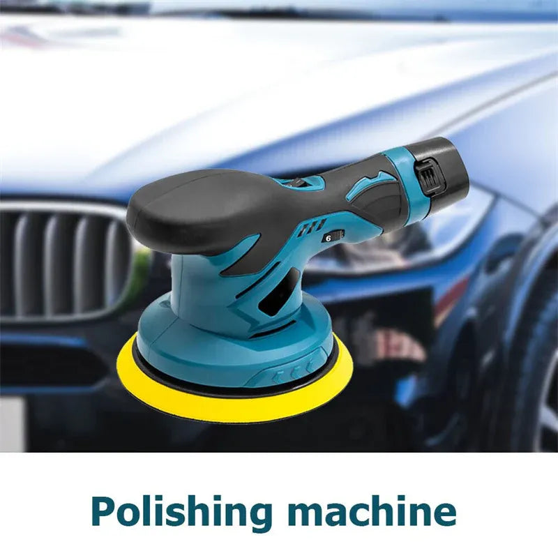 Aparat polish auto fără fir, 2 acumulatori 12V, 8 viteze, 2500–5000 RPM, accesorii lustruire incluse