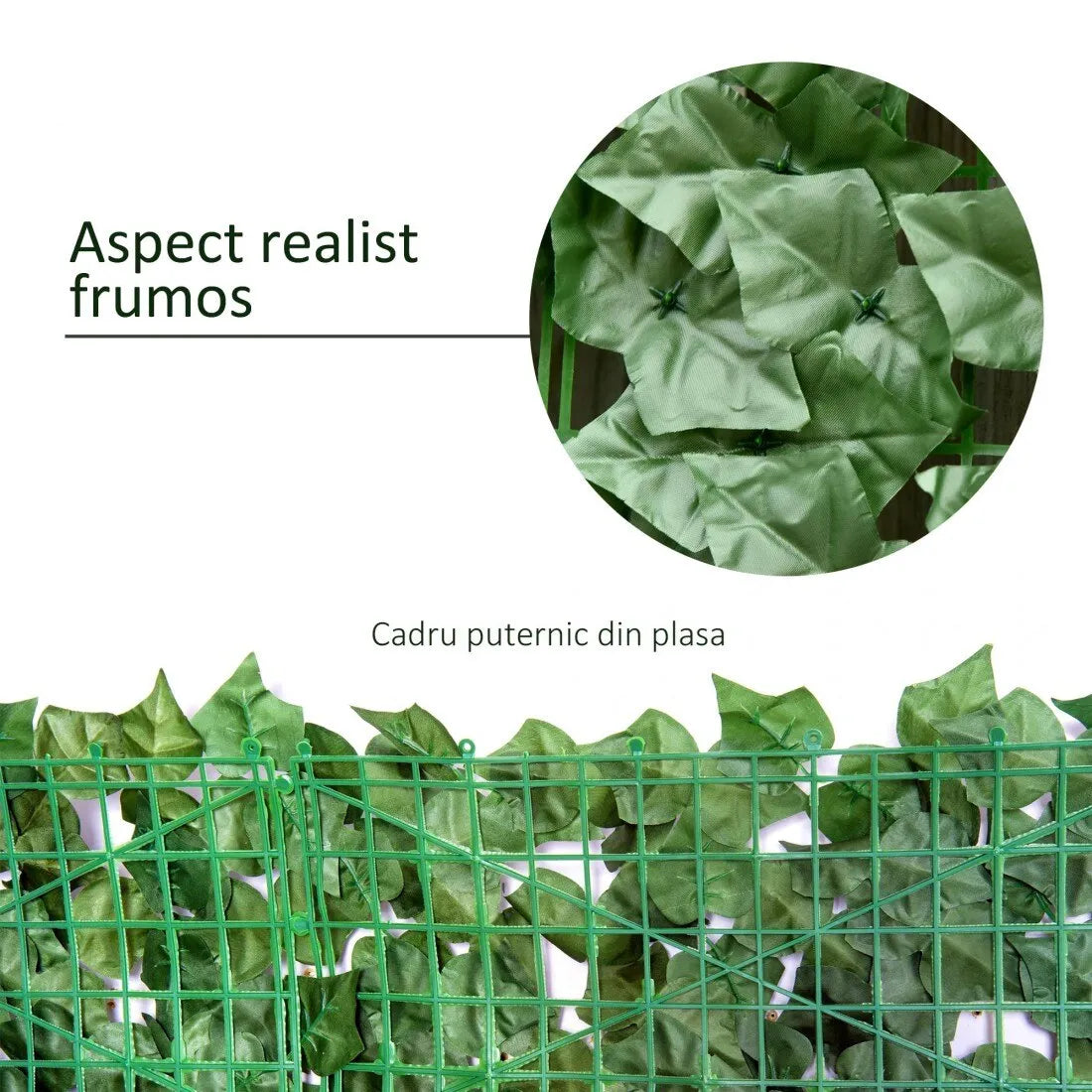 Gard viu artificial 3 x 1 m, panou cu frunze decorative, rezistent UV, pentru interior și exterior
