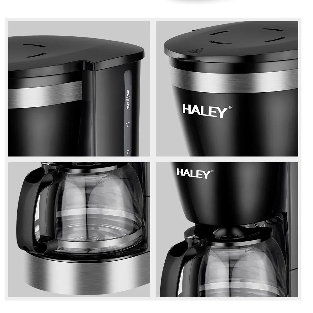 Aparat de cafea HALEY, 800W, 1.25L, carafă din sticlă, 12 cești, oprire automată
