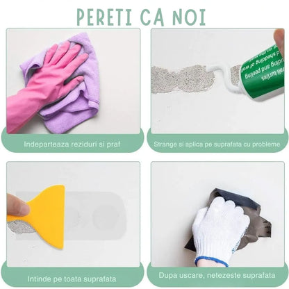 Kit de reparație pentru pereți, pastă autoadezivă 300 ml, uscare rapidă, rezistentă la apă și murdărie, pentru găuri, fisuri și zgârieturi