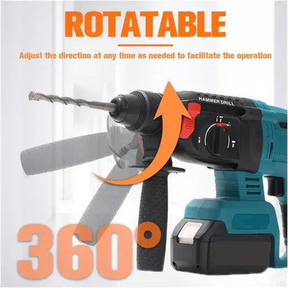 Bormașină cu percuție fără fir Brushless, 1850W, 2 acumulatori 18V, SDS Plus, 4 moduri de lucru