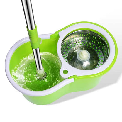 Set mop cu găleată 8L, storcător rotativ 360°, robinet scurgere, mop microfibră și mâner reglabil