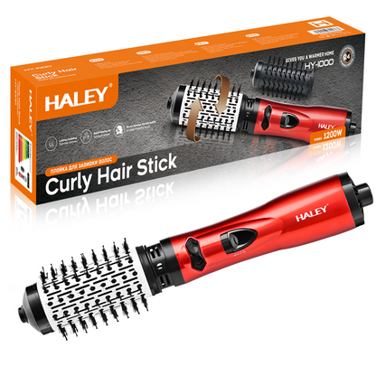 Perie rotativă cu aer cald HALEY, 1200W, 2 viteze, 3 trepte de temperatură, înveliș ceramic, roșu/negru