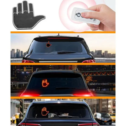 Semn LED auto cu telecomandă, control gestual, 4 moduri afișare, montaj pe lunetă, 15 cm