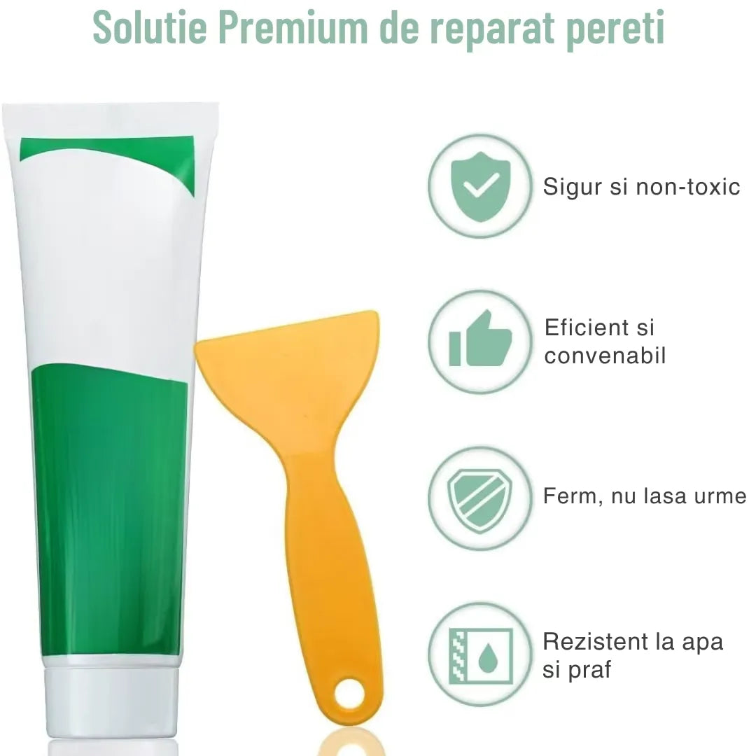Kit de reparație pentru pereți, pastă autoadezivă 300 ml, uscare rapidă, rezistentă la apă și murdărie, pentru găuri, fisuri și zgârieturi