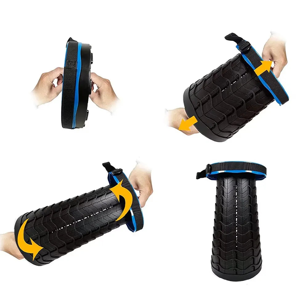 Scaun rotund telescopic portabil, retractabil și reglabil, până la 45,5 cm, pentru camping, pescuit și outdoor