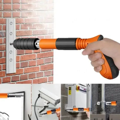 Kit pistol manual pentru fixare cuie, reglaj putere 5 trepte, pentru beton, lemn și metal, 50 cuie incluse