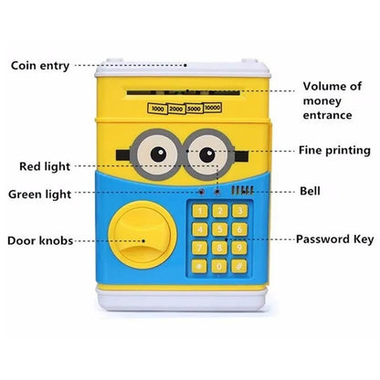 Pușculiță electronică tip ATM, cu cod PIN, depunere bancnote și monede, pentru copii