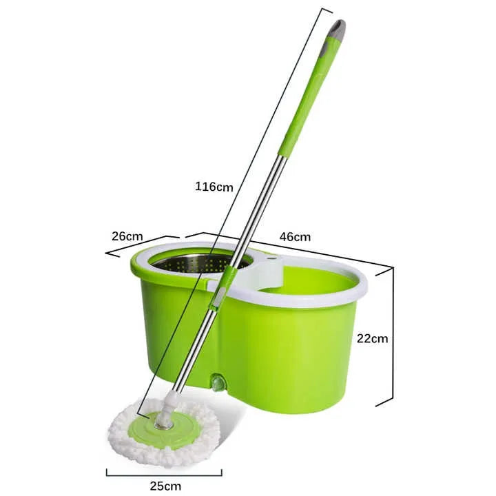 Set mop cu găleată 8L, storcător rotativ 360°, robinet scurgere, mop microfibră și mâner reglabil