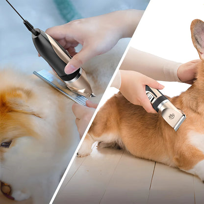 Set mașină de tuns animale 12 piese, fără fir, lame ceramică și titan, accesorii îngrijire câini și pisici