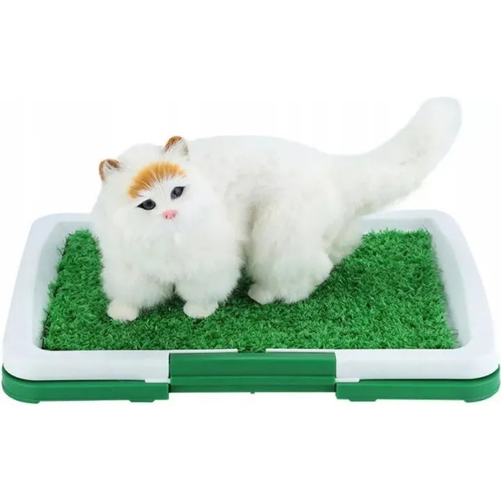 Litieră Puppy Potty Pad pentru animale de companie, gazon artificial, 3 straturi, tavă colectare, 48 x 35 x 6 cm