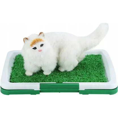 Litieră Puppy Potty Pad pentru animale de companie, gazon artificial, 3 straturi, tavă colectare, 48 x 35 x 6 cm