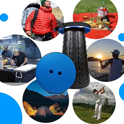 Scaun rotund telescopic portabil, retractabil și reglabil, până la 45,5 cm, pentru camping, pescuit și outdoor