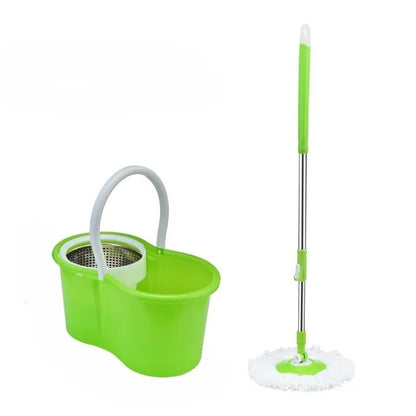 Set mop cu găleată 8L, storcător rotativ 360°, robinet scurgere, mop microfibră și mâner reglabil