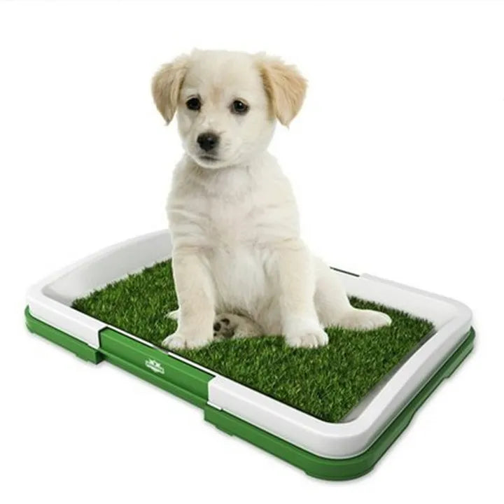Litieră Puppy Potty Pad pentru animale de companie, gazon artificial, 3 straturi, tavă colectare, 48 x 35 x 6 cm