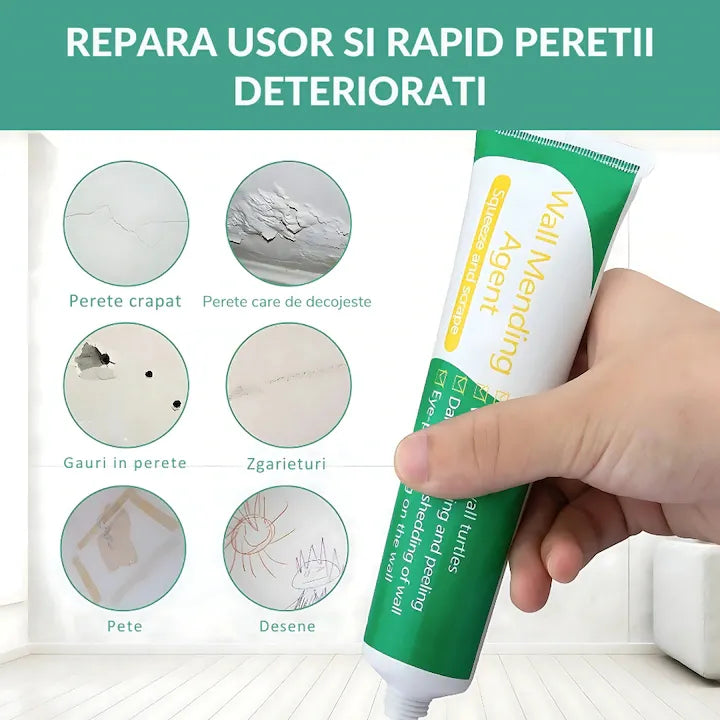 Kit de reparație pentru pereți, pastă autoadezivă 300 ml, uscare rapidă, rezistentă la apă și murdărie, pentru găuri, fisuri și zgârieturi
