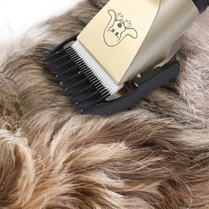 Set mașină de tuns animale 12 piese, fără fir, lame ceramică și titan, accesorii îngrijire câini și pisici