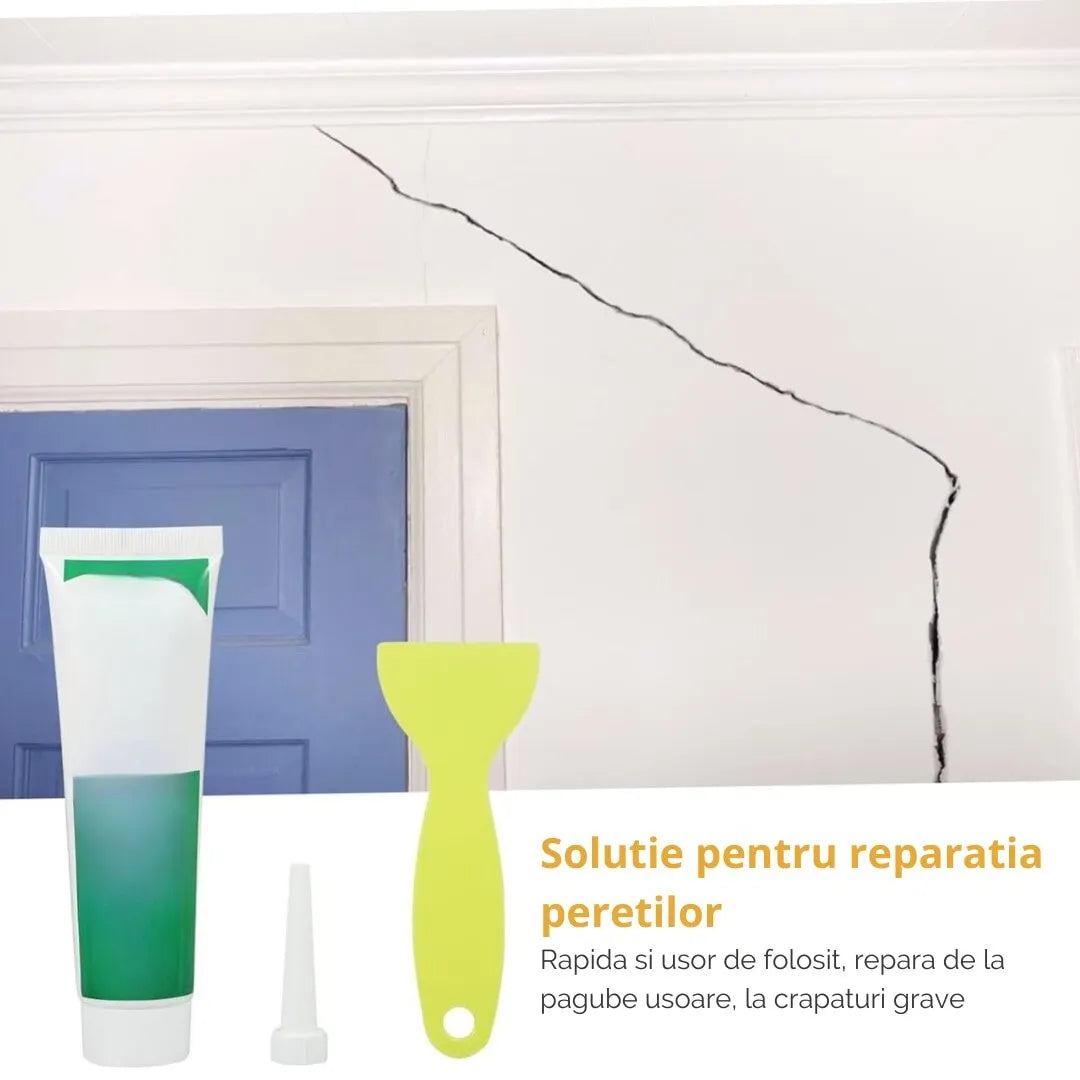Kit de reparație pentru pereți, pastă autoadezivă 300 ml, uscare rapidă, rezistentă la apă și murdărie, pentru găuri, fisuri și zgârieturi