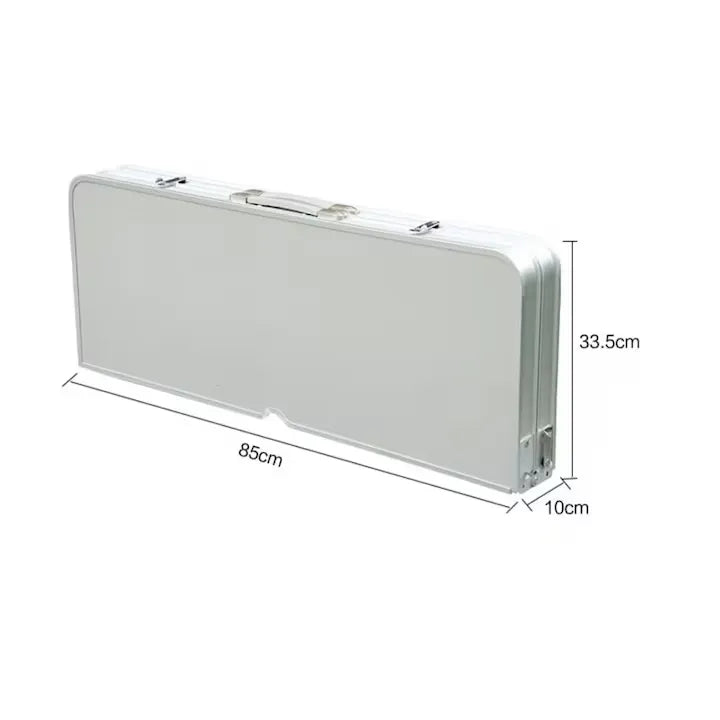 Set masă și 4 scaune pliabile pentru camping, picnic și grădină, aluminiu/PVC, tip geamantan, argintiu