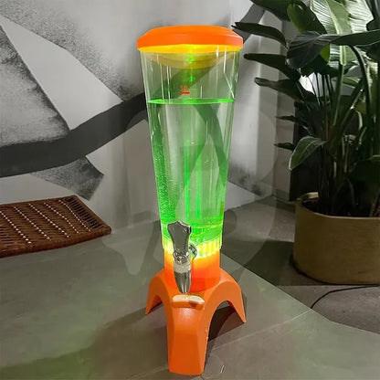Dozator băuturi 3L, cu iluminare LED, boxă Bluetooth integrată și robinet pentru servire