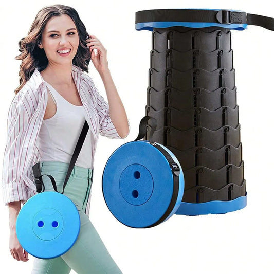 Scaun rotund telescopic portabil, retractabil și reglabil, până la 45,5 cm, pentru camping, pescuit și outdoor