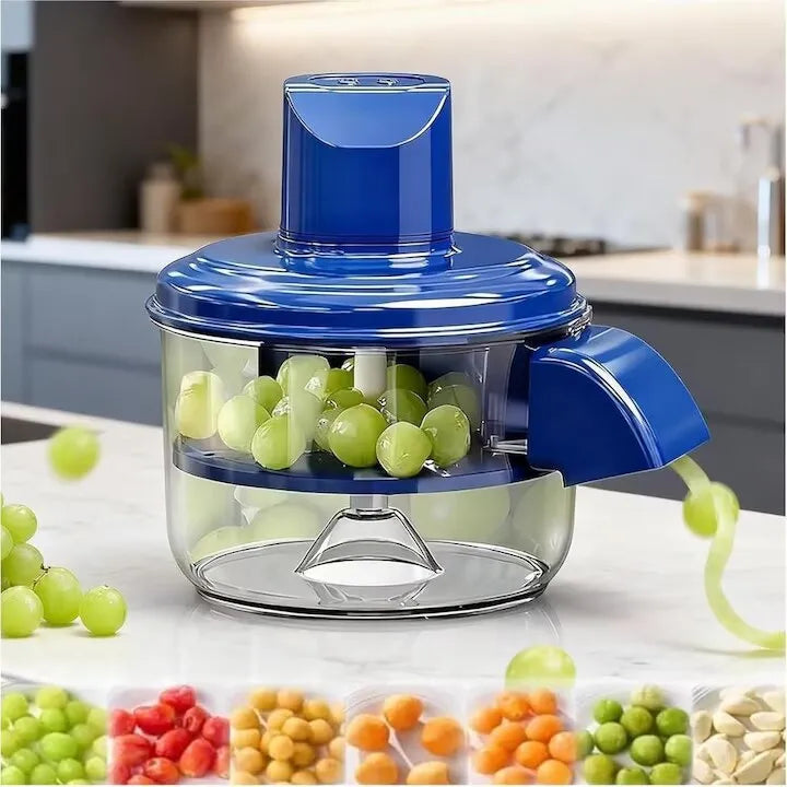 Aparat electric pentru curățat fructe și legume, fără fir, 50W, 5 lame inox, USB-C și baterie 1300mAh