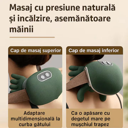 Aparat masaj 4D Shiatsu, pentru gât, umeri și picioare, încălzire 40–45°C, 3 moduri, fără fir