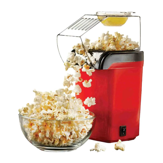 Aparat pentru popcorn fără ulei, 1200W, preparare cu aer cald, tavă pentru unt, gata în 3 minute, roșu