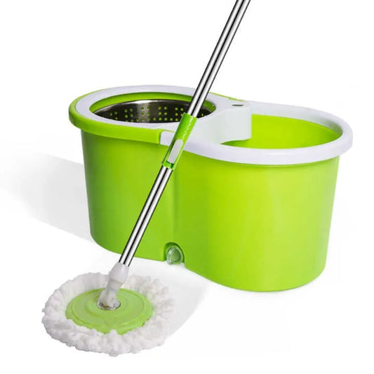 Set mop cu găleată 8L, storcător rotativ 360°, robinet scurgere, mop microfibră și mâner reglabil