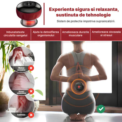 Aparat de masaj vacuum, cu ventuză electrică, intensitate reglabilă, oprire automată și încărcare Type-C
