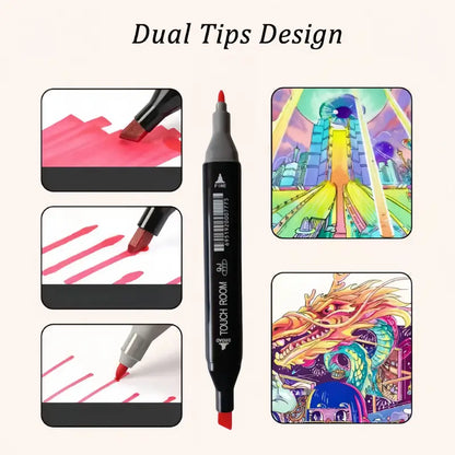 Set 80 de Marker, cu 2 capete diferite