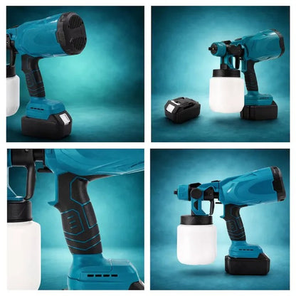 Pistol electric de vopsit cu acumulator 48V, 2 baterii, rezervor 1000 ml, debit reglabil, 1200 ml/min