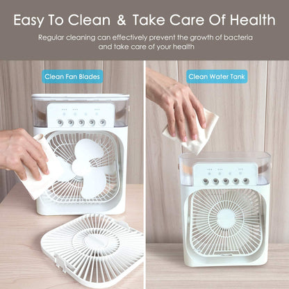 Ventilator portabil cu umidificator, lumina LED