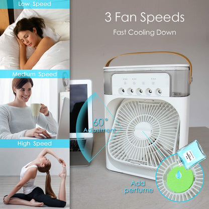 Ventilator portabil cu umidificator, lumina LED
