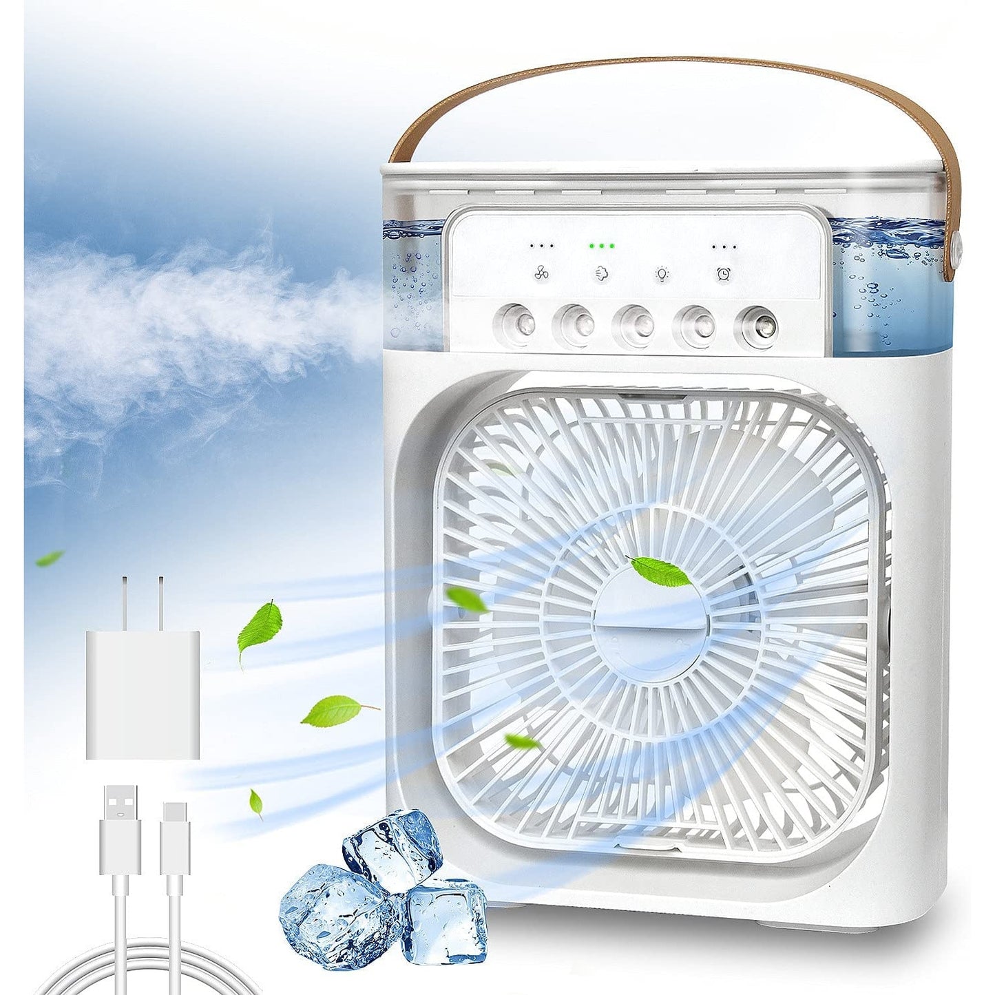 Ventilator portabil cu umidificator, lumina LED