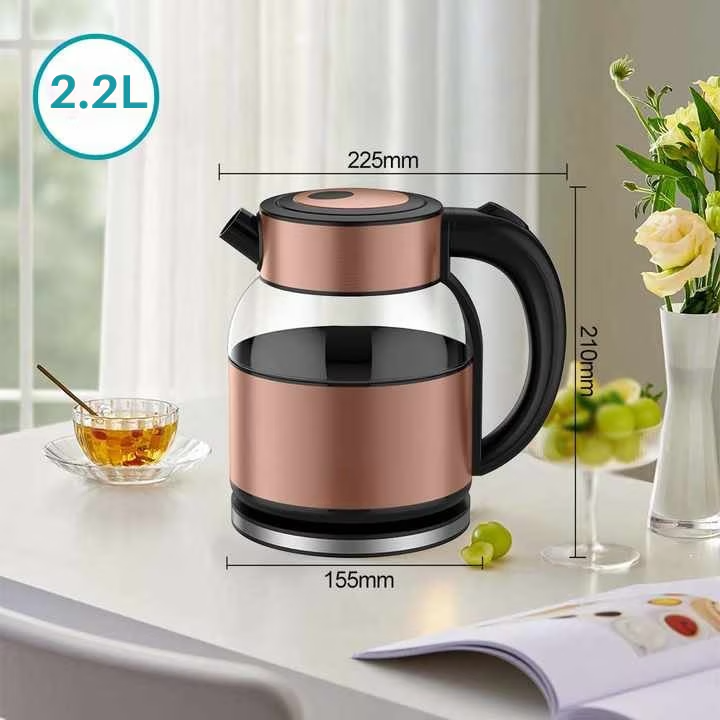 Fierbator electric din inox si sticla, 2,2L, 2000W