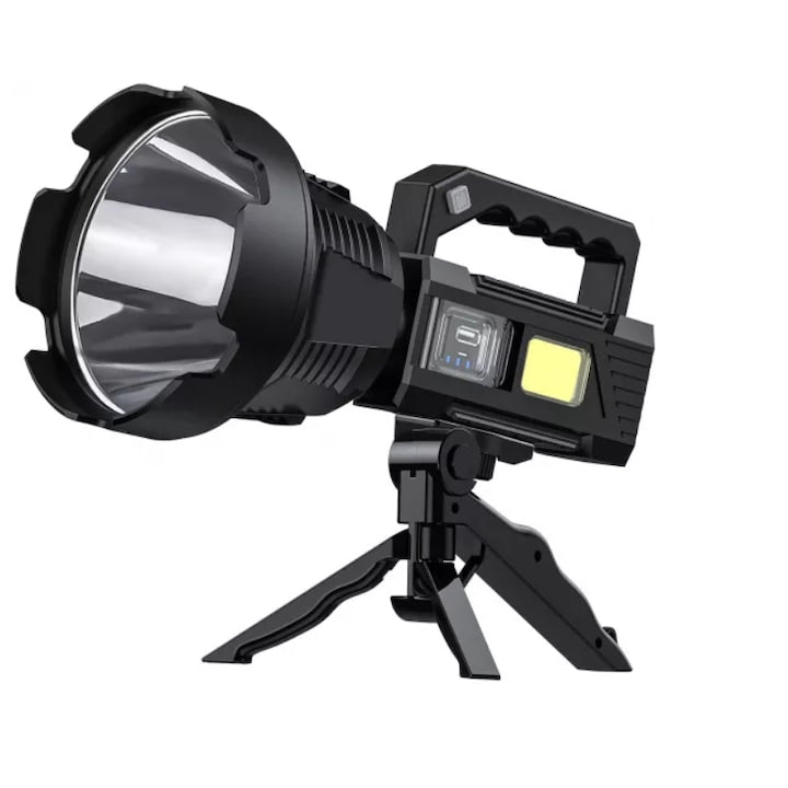 Lanternă portabilă LED reîncărcabilă, X-Large Spotlight, cu trepied 360° și funcție power bank