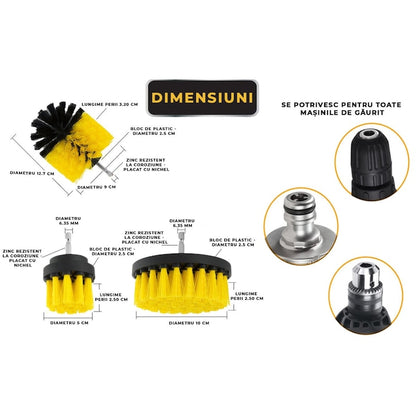 Set 3 perii rotative din plastic