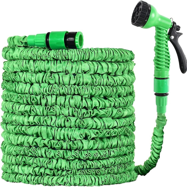 Furtun extensibil MAGIC HOSE 60 m, pistol de stropit inclus, lungime expandabilă 3x, moduri multiple de pulverizare