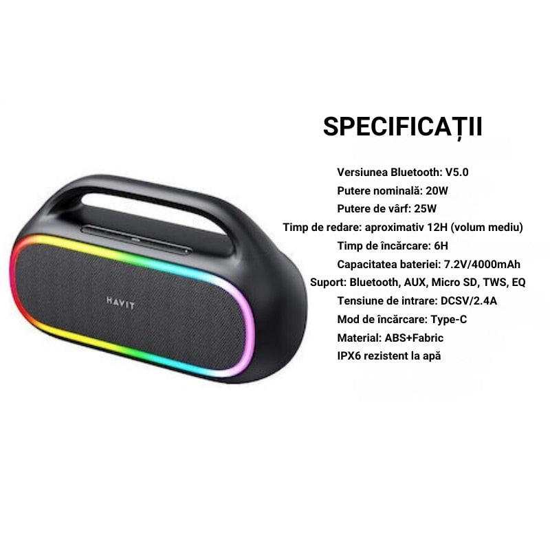 Boxa Portabila, 12H, WaterProof, Havit