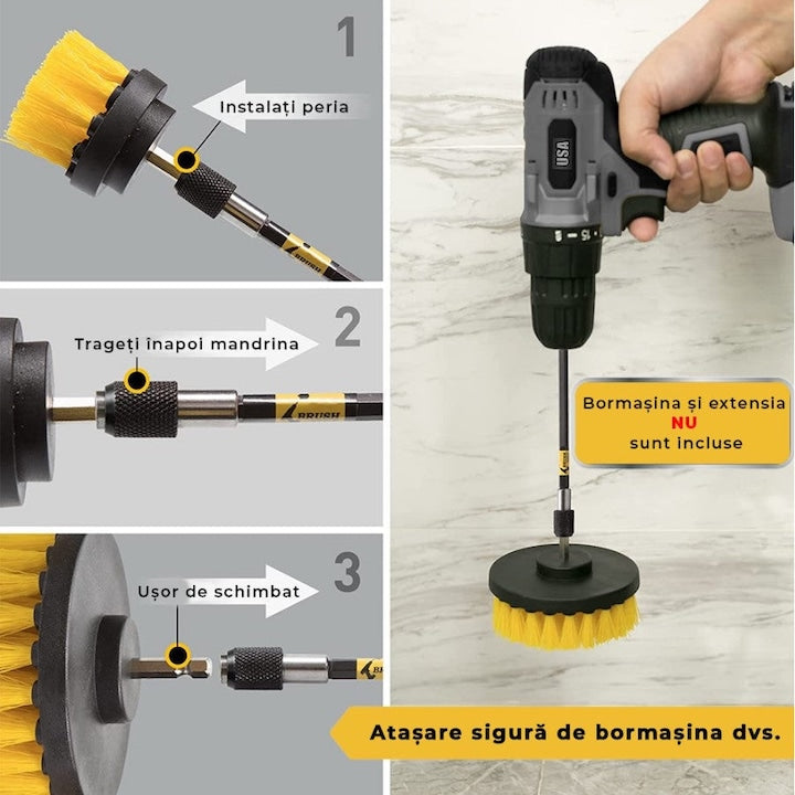 Set 3 perii rotative din plastic