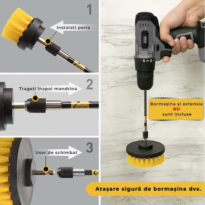 Set 3 perii rotative din plastic